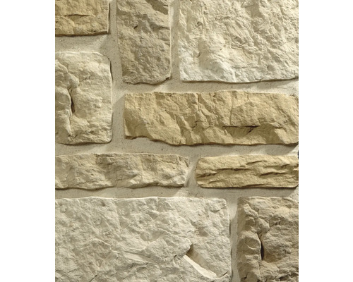 Beton Verblendstein Klimex Ardennes 16,0x36,5 cm Sahara-creme Mauer aus Natursteinen