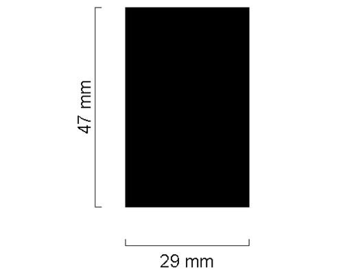 Abbildung mit Maßangaben: 47 mm Höhe und 29 mm Breite