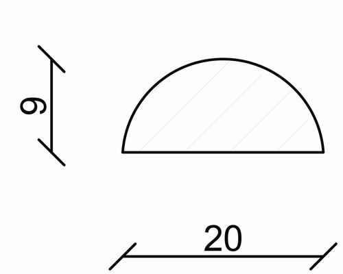 Halbrundprofil mit den Maßen 6 mm und 20 mm