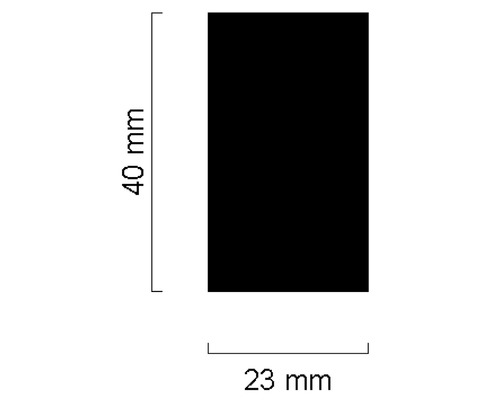 Abbildung mit Maßangaben: 40 mm x 23 mm
