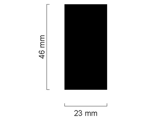 Abmessungen: 46 mm Höhe und 23 mm Breite
