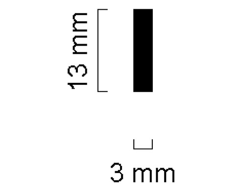 Abmessungen: 13 mm Höhe und 3 mm Breite