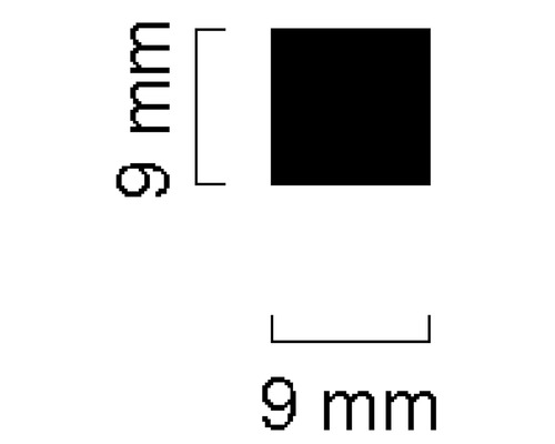 Quadratische Form mit einer Seitenlänge von 9 mm