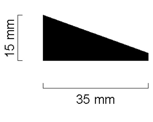 Illustration eines 35 Millimeter langen und 15 Millimeter hohen Keils