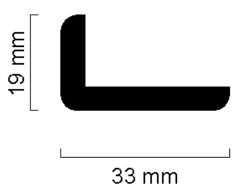 Abmessungen eines Winkelprofils: 19 mm und 33 mm