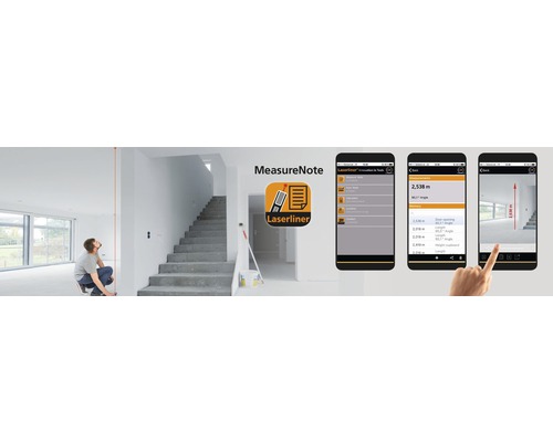 Darstellung der Laserliner MeasureNote App in Anwendung.