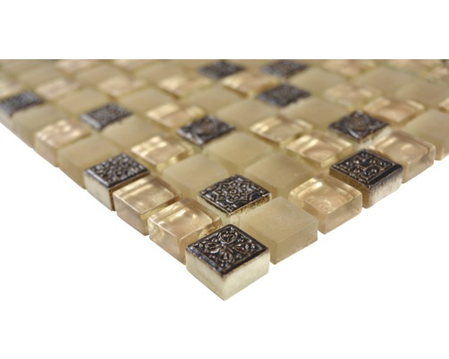 Mosaikfliese aus Glas und Metall