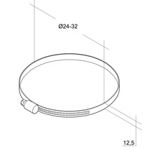 Schlauchschelle mit einem Durchmesser von 24 bis 32 Millimeter und einer Breite von 12,5 Millimeter.
