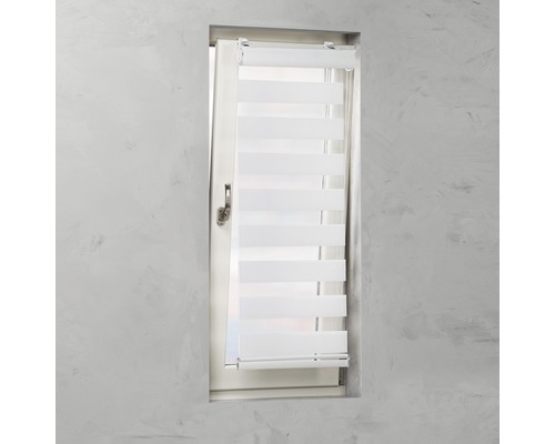 Weißes Duo-Rollo am Fenster