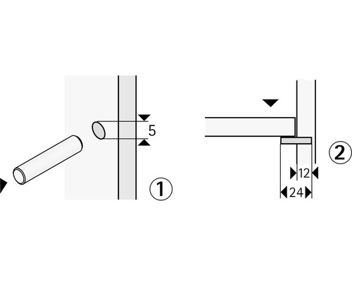Abbildung zur Darstellung von Installationsdetails und Abmessungen.