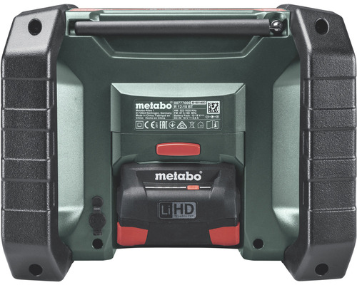 Metabo Radio mit Batteriepack von hinten