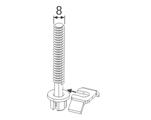 Schraube mit Clip, Durchmesser 8