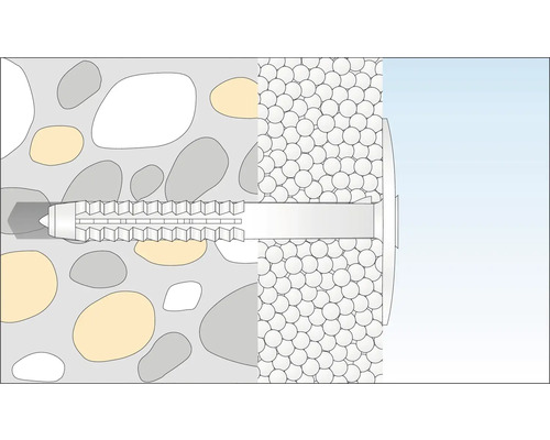 Illustration einer Dübelbefestigung in verschiedenen Materialien