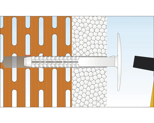 Illustration einer Dübelbefestigung in einer Wand