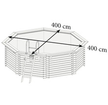 Aufstellpool Holzpool-Set Karibu Classic 1B rund Ø 400x124 cm inkl. Leiter, Bodenschutzvlies & Sonnendeck Holz-thumb-7