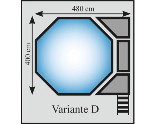 Draufsicht Pool Variante D mit den Maßen 480 mal 400 Zentimeter