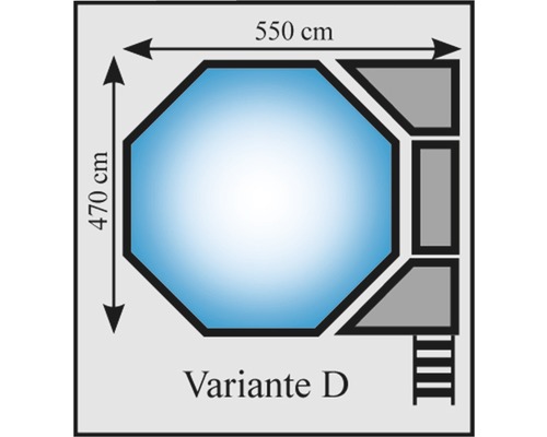Grundriss Variante D mit Maßangaben 550 cm und 470 cm
