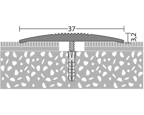 Befestigungsprofil mit einer Breite von 37 Millimeter und einer Höhe von 3,2 Millimeter.
