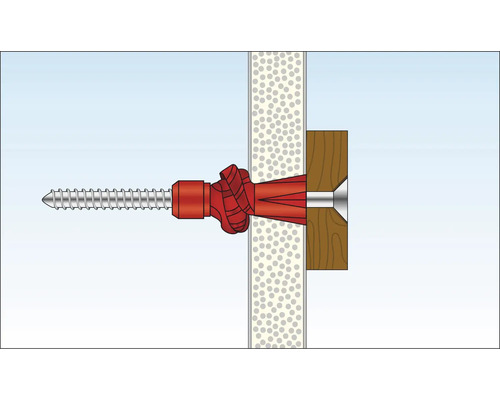 Illustration einer Schraube mit Dübel in einer Wand