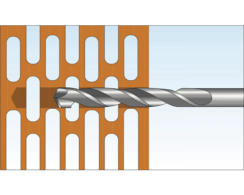 Bohrer bohrt durch Lochplatte