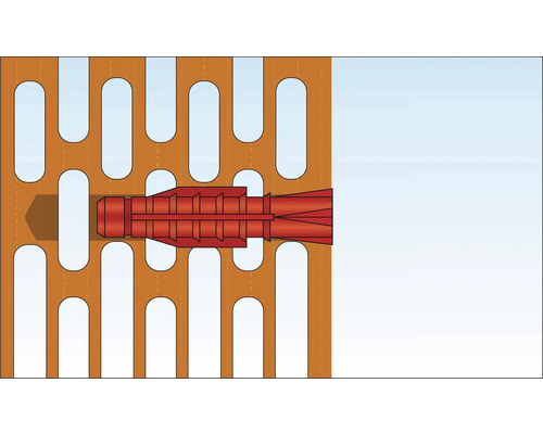 Illustration eines Dübels in einem Ziegelstein