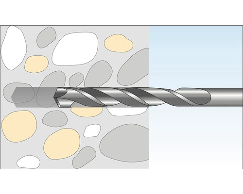 Metallbohrer bohrt in Beton
