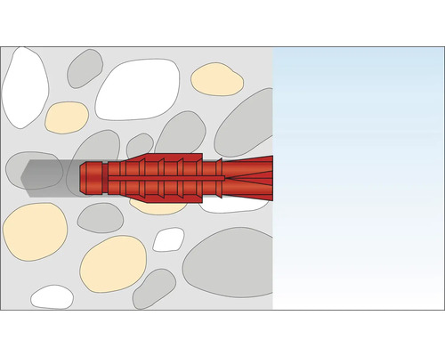 Illustration eines Dübels in einer Wand