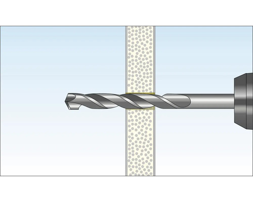 Darstellung eines Bohrers, der durch ein Material bohrt.