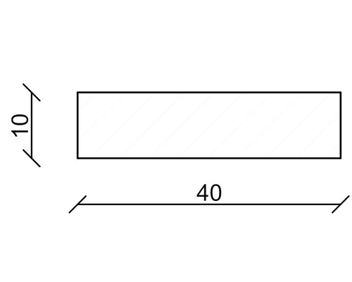 Technische Zeichnung eines Rechtecks mit den Maßen 10 mal 40