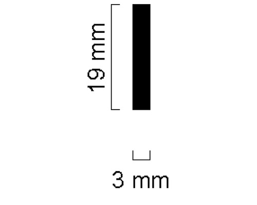 Abmessungen: 19 mm Höhe, 3 mm Breite