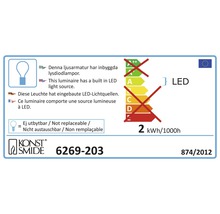 Energielabel für Leuchten mit eingebauten LED Leuchtmitteln