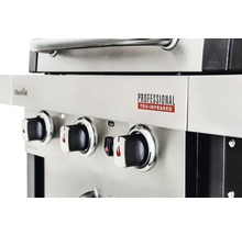Detailansicht eines Grills mit Drehknöpfen und dem Char-Broil Professional Tru-Infrared Logo