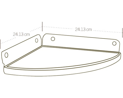 Eckregal mit Maßangaben 24,13 cm