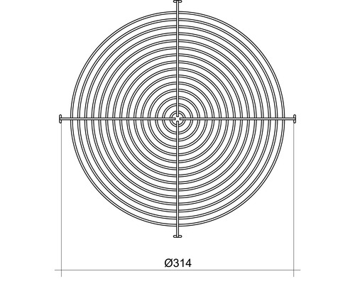 Zeichnung eines runden Schutzgitters mit Durchmesser 314.