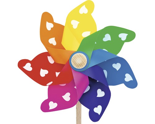 Mehrfarbige Windmühle mit Herzmuster