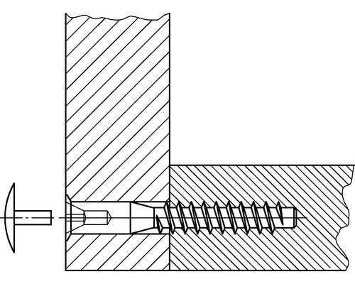 Illustration einer Holzverbindung mit Schraube
