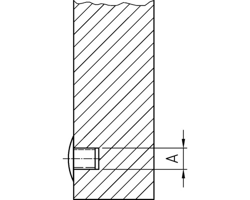 Illustration einer Holzdübelverbindung mit Maßangabe A