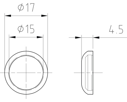 Technische Zeichnung eines Rings mit Maßangaben