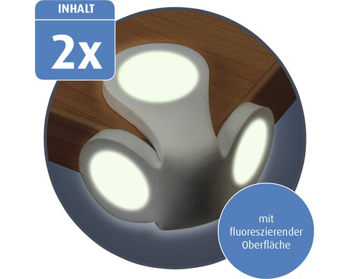 Zwei fluoreszierende Eckenschutzvorrichtungen für Möbel