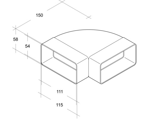 Technische Zeichnung eines Winkels mit Maßangaben