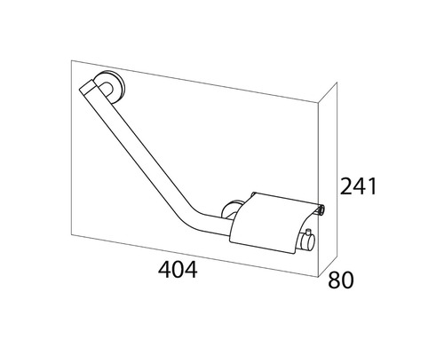 Technische Zeichnung eines Haltegriffs mit Papierrollenhalter und den Maßen 404, 241 und 80 Millimeter