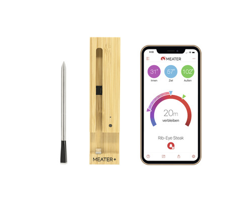 MEATER+ Fleischthermometer 50m Bluetooth WLAN Reichweite, kabelloses Smart Fleischthermometer für Ofen Grill Küche BBQ-0