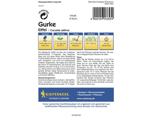 Gurkensamen der Sorte Eiffel