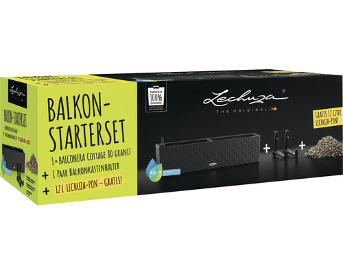 Lechuza Balkon Starterset mit Balkonkasten, Halterung und Pflanzgranulat