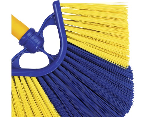 Kehrbesen mit gelben und blauen Borsten