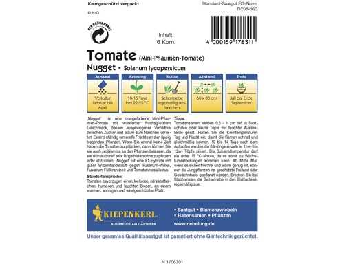 Tomatensamen der Sorte Nugget, einer Mini-Pflaumen-Tomate