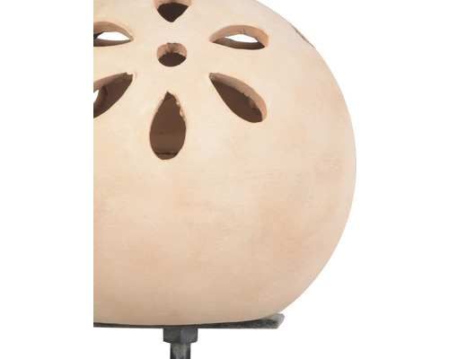 Terrakotta-Windlicht mit Blumendekor