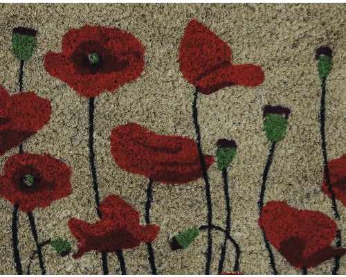 Fußmatte aus Kokosfaser mit Mohnblumenmuster