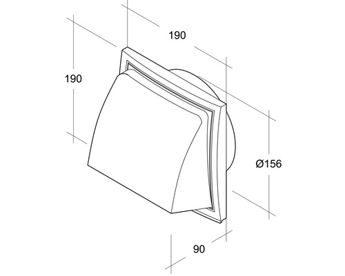Technische Zeichnung eines Mauerkastens mit Maßangaben