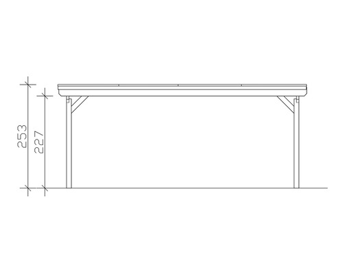 Technische Zeichnung eines Carports mit Höhenangaben